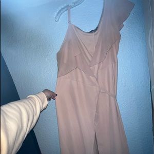 Blush Chiffon Cold Shoulder Wrap Dress